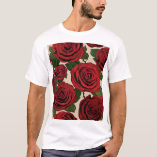 T-shirt Roses rouges : Arrière - plan floral sans couture