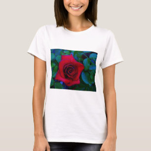 T-shirt Roses rouges aux tons bleus