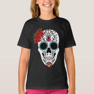 T-shirt Roses rouges crâne vintage