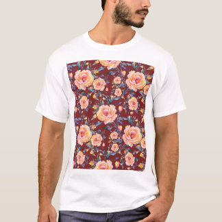 T-shirt Roses, sans soudure, motif arrière - plan rouge
