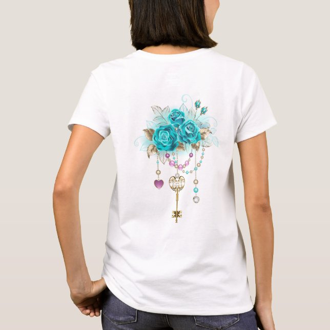 T-shirt Roses turquoise avec touches (Dos)