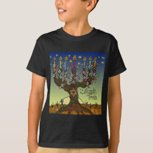 T-shirt Rosh Hashanah L'Shanah Tovah Arbre De Vie Menorah