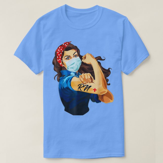 T-shirt Rosie L'Infirmière Riveter Face Médicale Masque Fo (Design devant)