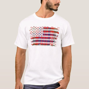 T-shirt Ross Nom American Flag Scottish Clan Tartan