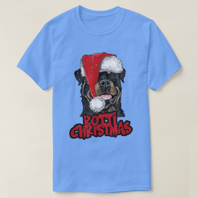 T-shirt Rotti Christmas Rottweiler avec Casquette de Noël  (Design devant)