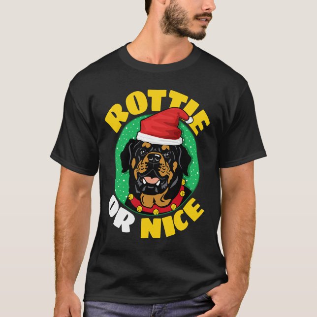 T-shirt Rottie ou Nice Rottweiler Noël (Devant)