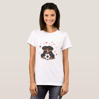 T-shirt Rottwailers with soccer ball for Valentine's Day