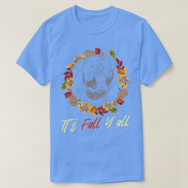 T-shirt Rottweiler automne saison automne Leopard Citrouil (Design devant)