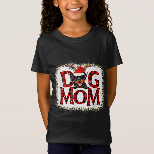 T-Shirt Rottweiler Chien Maman Buffalo Joué Noël Pajama Re (Devant)