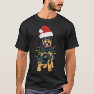 T-shirt Rottweiler Christmas Rottweiler À Santa Hat Et L
