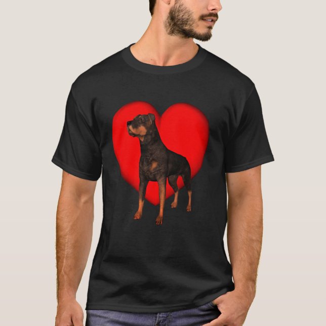 T-shirt Rottweiler Coeur rouge (Devant)