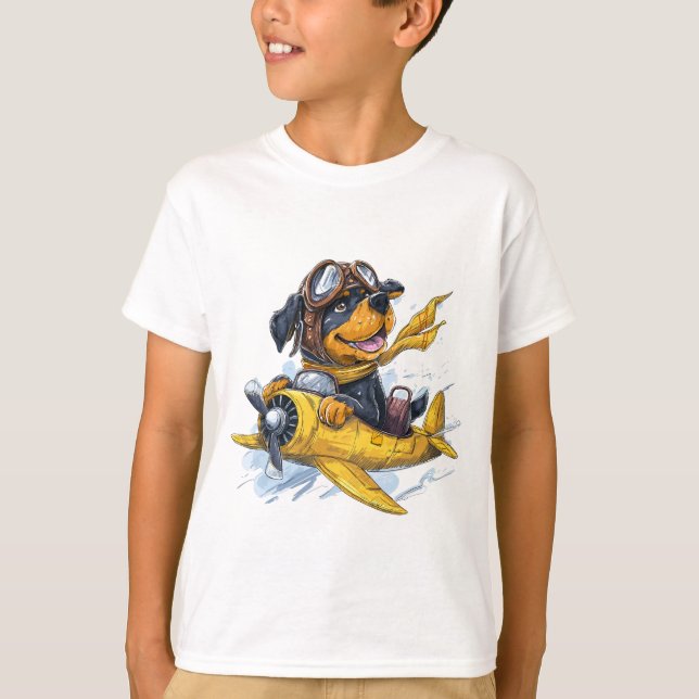 T-shirt Rottweiler Dog Avion Pilote (Devant)