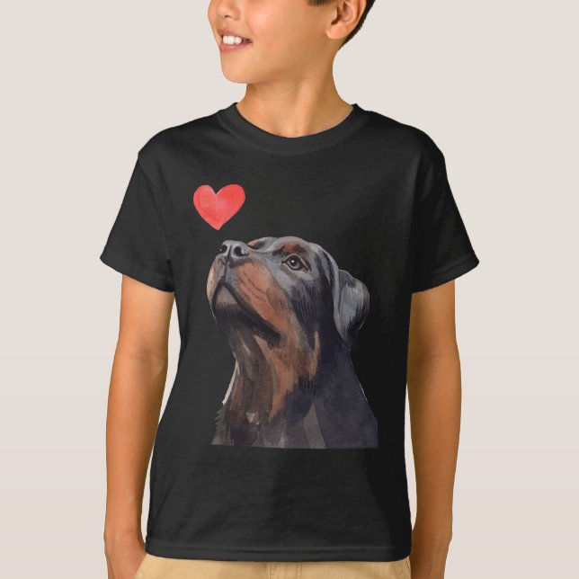 T-shirt Rottweiler Heart Dog Love (Devant)