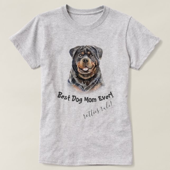 T-shirt Rottweiler Meilleur chien maman jamais (Design devant)