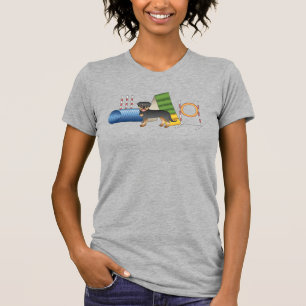 T-shirt Rottweiler noir et feu avec équipement d'agilité