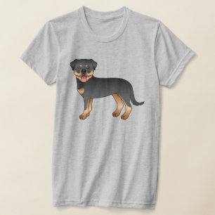 T-shirt Rottweiler noir et feu Chien de dessin animé migno