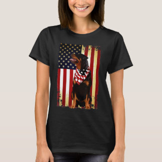 T-shirt Rottweiler Smile Drapeau de l'indépendance américa