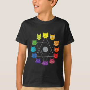 T-shirt Roue chromatique d'artiste à thème de chat Éducati