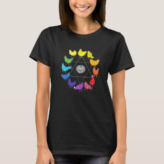 T-shirt Roue chromatique sur le thème du poulet Enseignant
