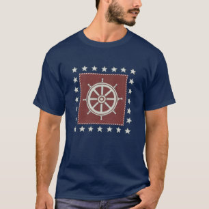 T-shirt Roue côtière de bateau de l'art sur le rouge