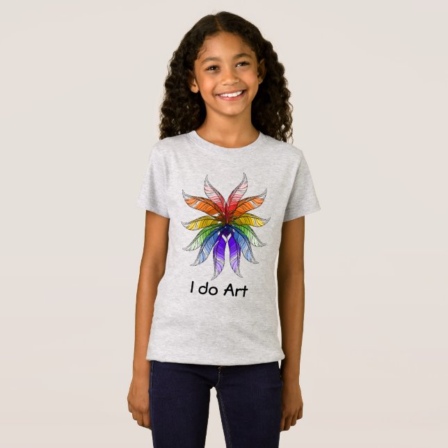 T-shirt - Roue couleur plumes et texte (Devant entier)
