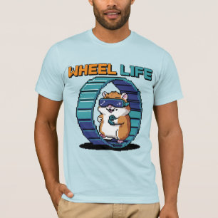 T-shirt Roue Vie Pixel Art Hamster Jeu