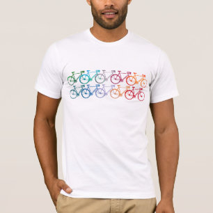 T-shirt Roues de chevauchement Vélos colorés Blanc