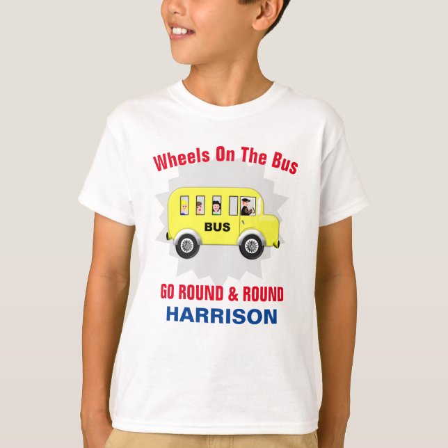 T-shirt Roues Sur Le Bus Enfants Cute Personnalisé (Devant)