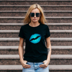 T-shirt Rouge à lèvres Aqua Blue Ombre Kiss