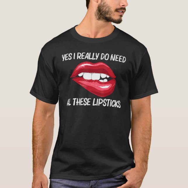 T-shirt Rouge à lèvres pour femmes filles mordant les lèvr (Devant)