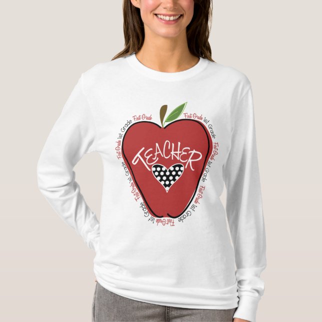 T-shirt Rouge Apple de professeur de première catégorie (Devant)
