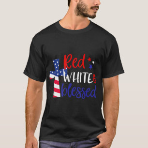 T-shirt Rouge Blanc Béni Américain Jésus Croix Chrétien 4