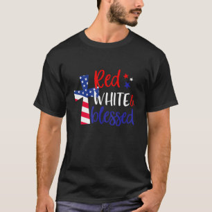 T-shirt Rouge Blanc Béni Américain Jésus Croix Chrétien 4