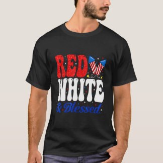 T-shirt Rouge Blanc Bénis 4 Juillet Patriotique