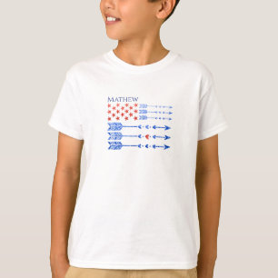 T-shirt Rouge, blanc, bleu, drapeau, étoiles, flèches, 4 j