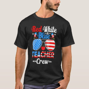 T-shirt Rouge Blanc Bleu Enseignant Lunettes de soleil 4 j