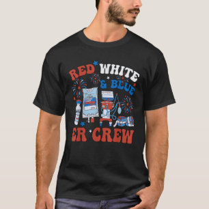 T-shirt Rouge Blanc Bleu Équipe des urgences Infirmière dr