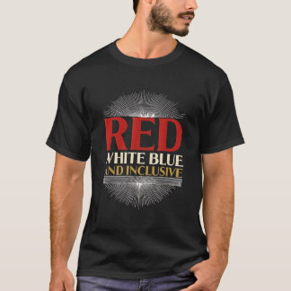 T-shirt Rouge Blanc Bleu et Démocrate Inclusif 4 Juillet