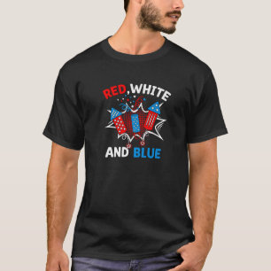 T-shirt Rouge Blanc Bleu Feu d'artifice Patriotique Juille