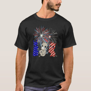 T-shirt Rouge Blanc Bleu Rhino Feu D'Artifice Patriotique
