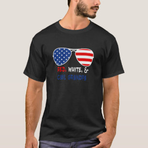 T-shirt Rouge Blanc & Cool Grandpa Us Drapeau Lunettes de 