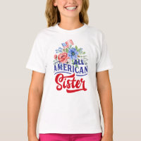 Rouge blanc et bleu floral All American Sister