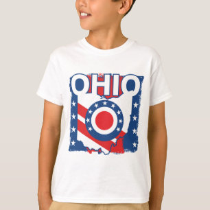T-shirt Rouge blanc et bleu Patriotique Grunge Ohio