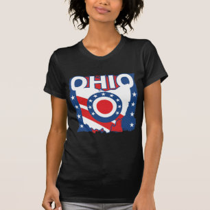 T-shirt Rouge blanc et bleu Patriotique Grunge Ohio