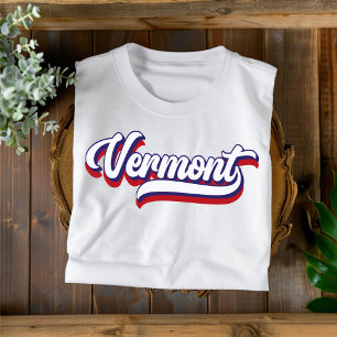 T-shirt rouge blanc et bleu Vintage du Vermont