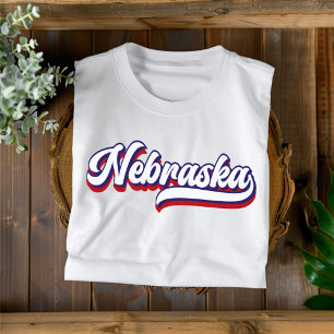 T-shirt rouge blanc et bleu Vintage Nebraska