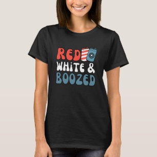T-shirt Rouge Blanc Et Boisé Retro Super 4 juillet Drin