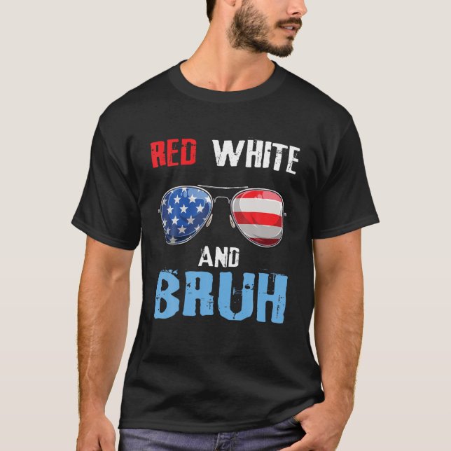 T-shirt Rouge Blanc Et Bruh 4 juillet Garçons Ado patrioti (Devant)