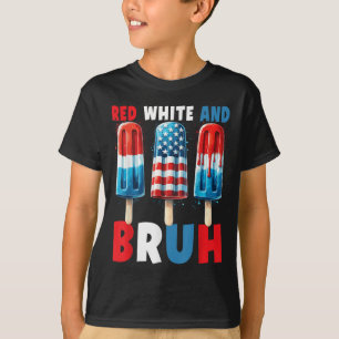 T-shirt Rouge Blanc Et Bruh 4 juillet Popsicle Patriotique