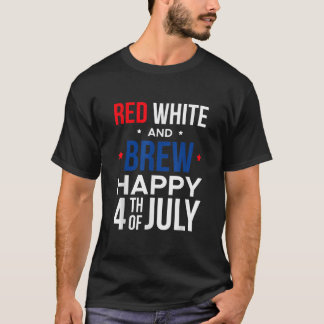 T-shirt Rouge Blanc Et Brûler Joyeux 4 juillet